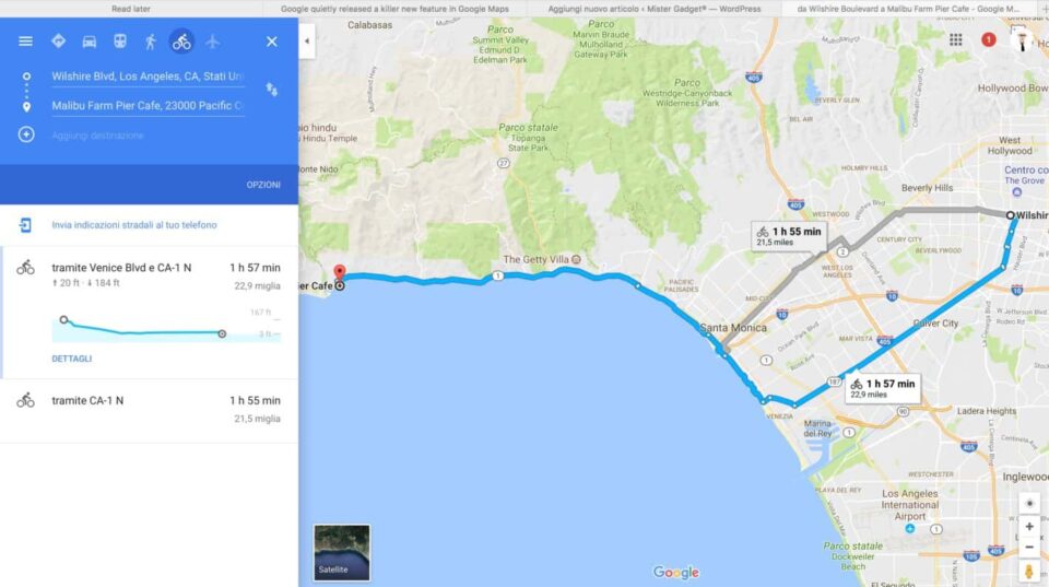 come impostare la bicicletta su google maps