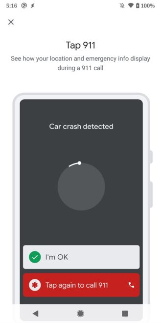 Sensore per gli incidenti stradali sul Google Pixel 4