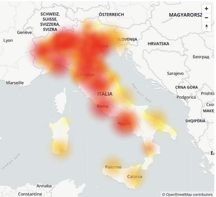 Il lunedì nero di Postemobile, down ovunque