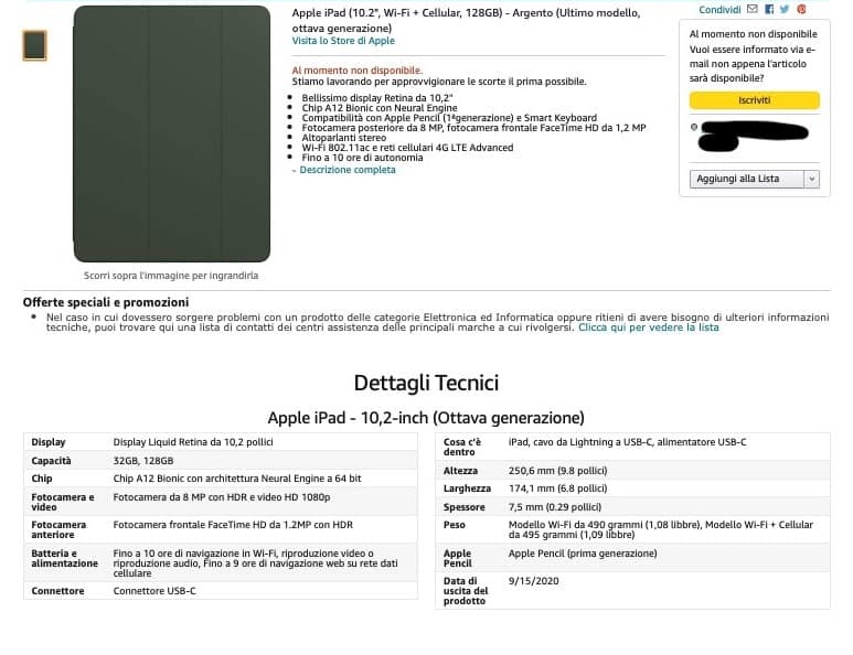 amazon errore iPad