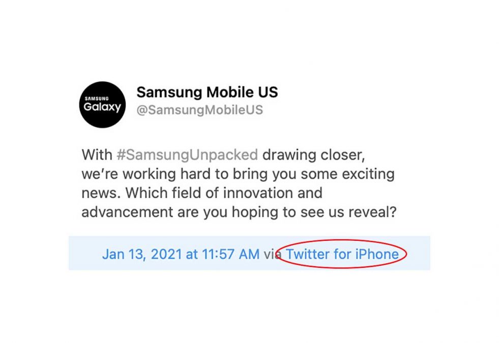 Samsung twitta da iPhone