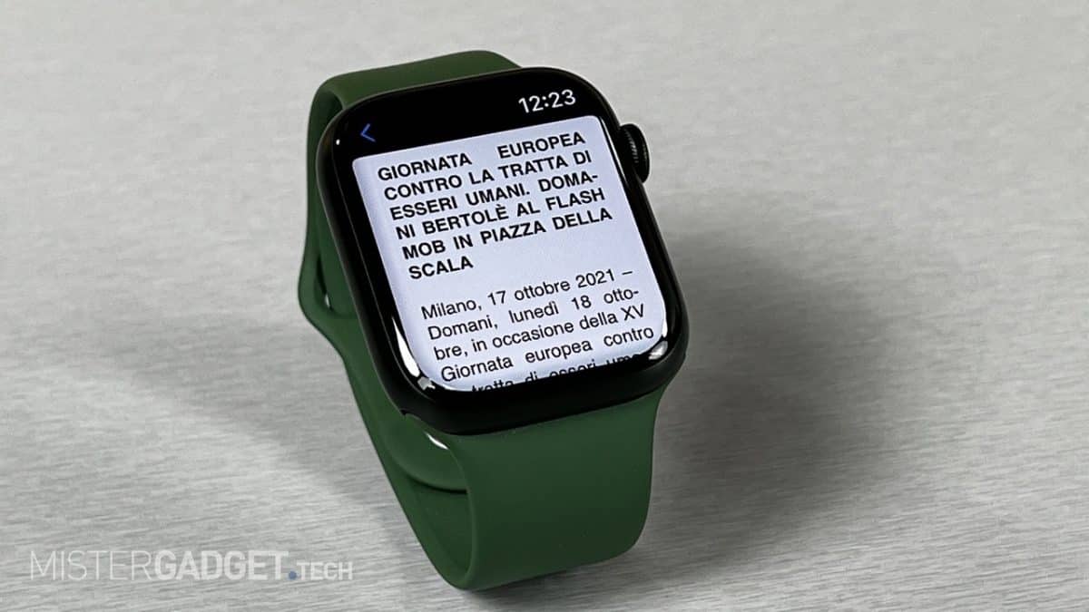 prime impressioni su Apple Watch 7 schermo