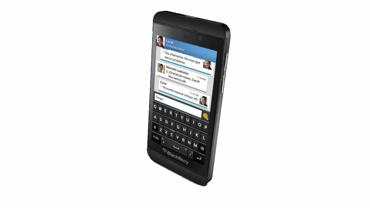 Il display frontal di blackberry Z10