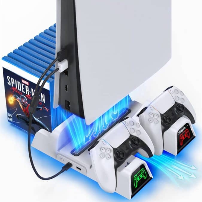 OIVO Supporto PS5 con Ventola di Raffreddamento e Ricarica Controller PS5