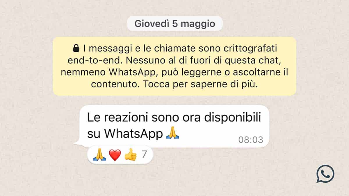 Come si mettono le reazioni WhatsApp