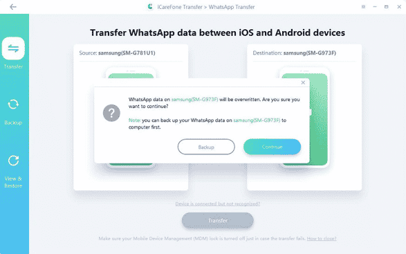 Trasferire backup WhatsApp da Android ad Android