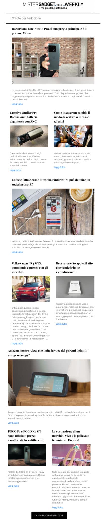 La newsletter di MisterGadget