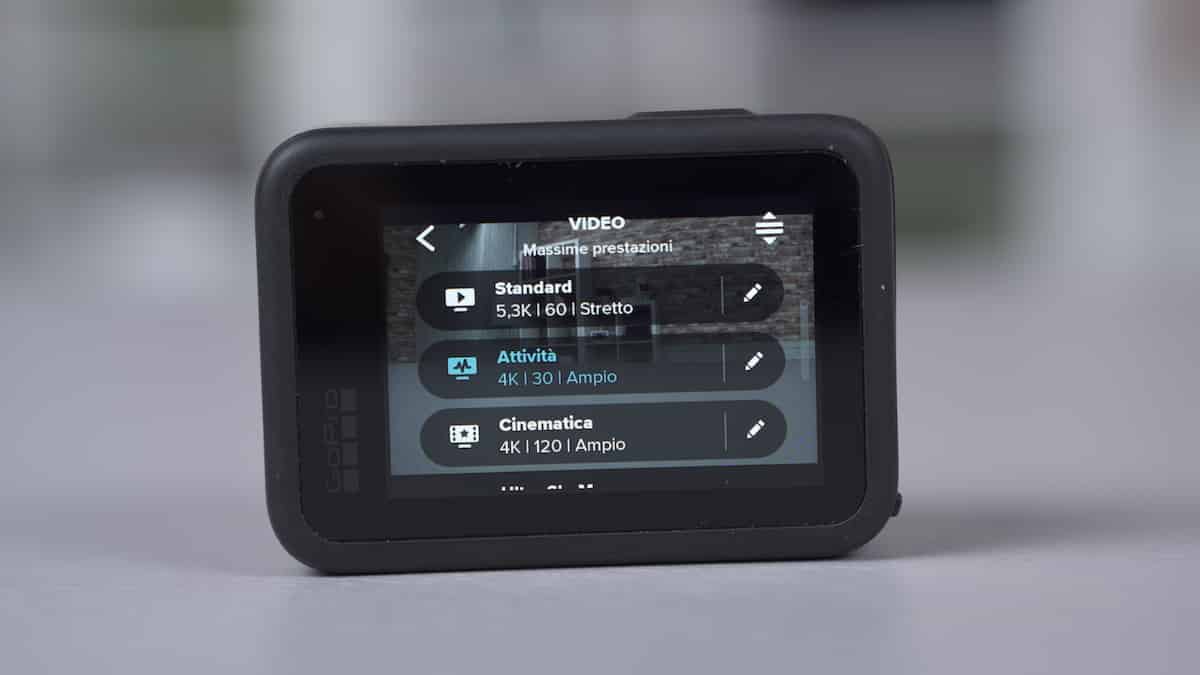 GoPro Hero10 Black, le definizioni disponibili