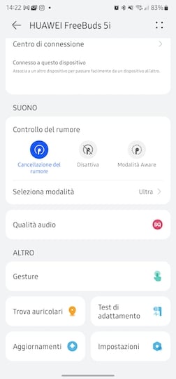 Recensione Huawei FreeBuds 5i, la app Huawei AI Life