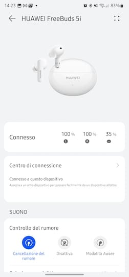 Recensione Huawei FreeBuds 5i, la app Huawei AI Life