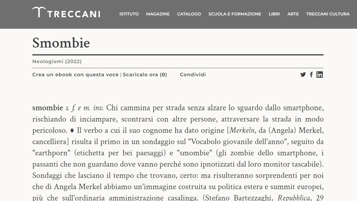 smombie vocabolario treccani - zombie smartphone mistergadget.tech