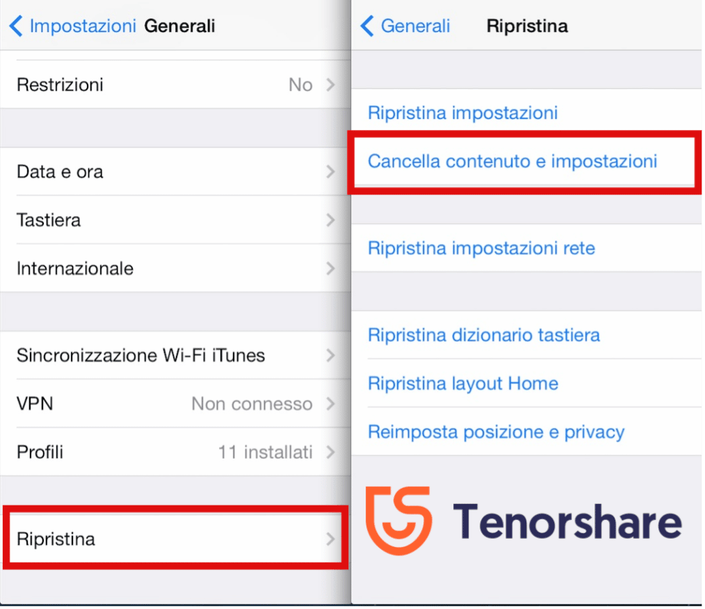 ripristina iPhone senza password