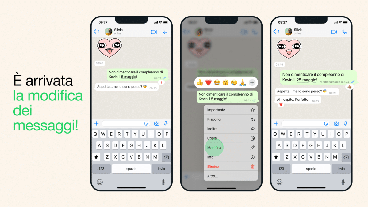 modificare messaggi whatsapp