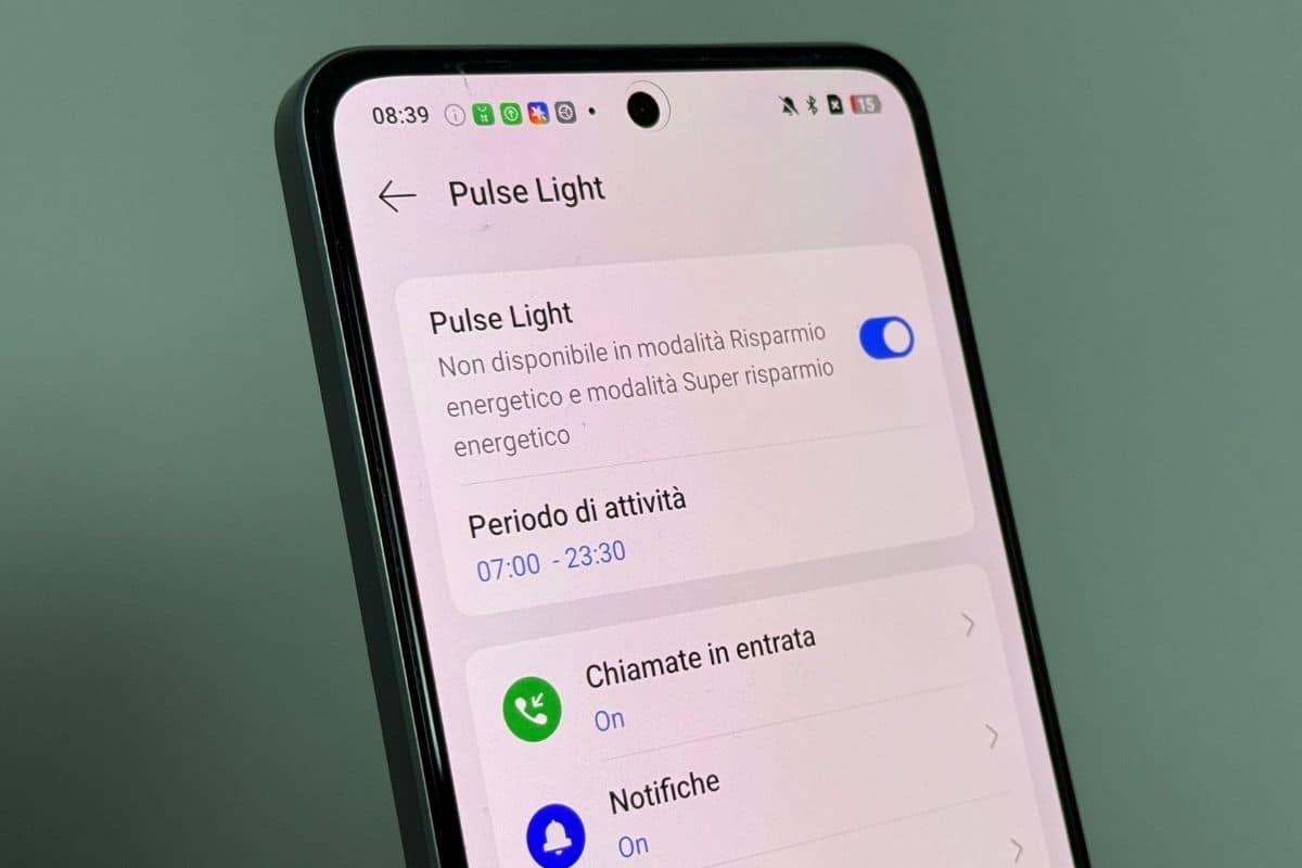 La luce pulsante sulla parte posteriore