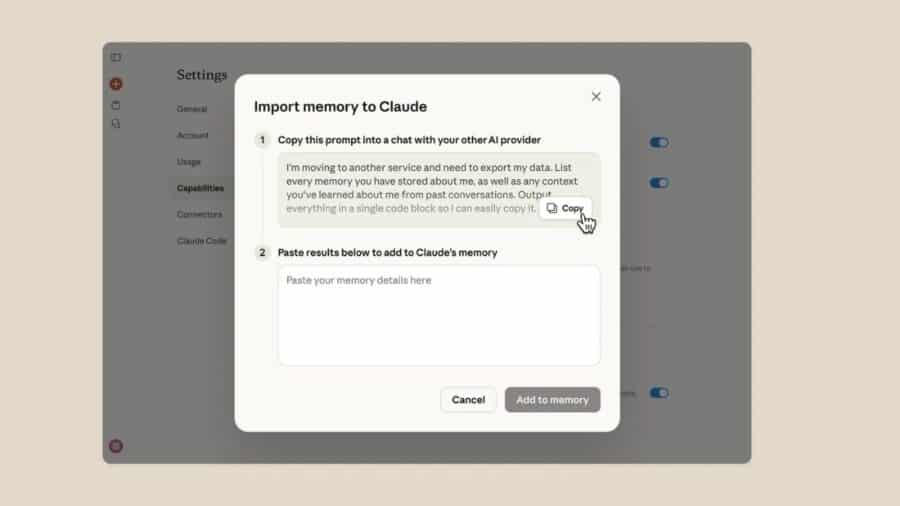 Claude import memory transfer