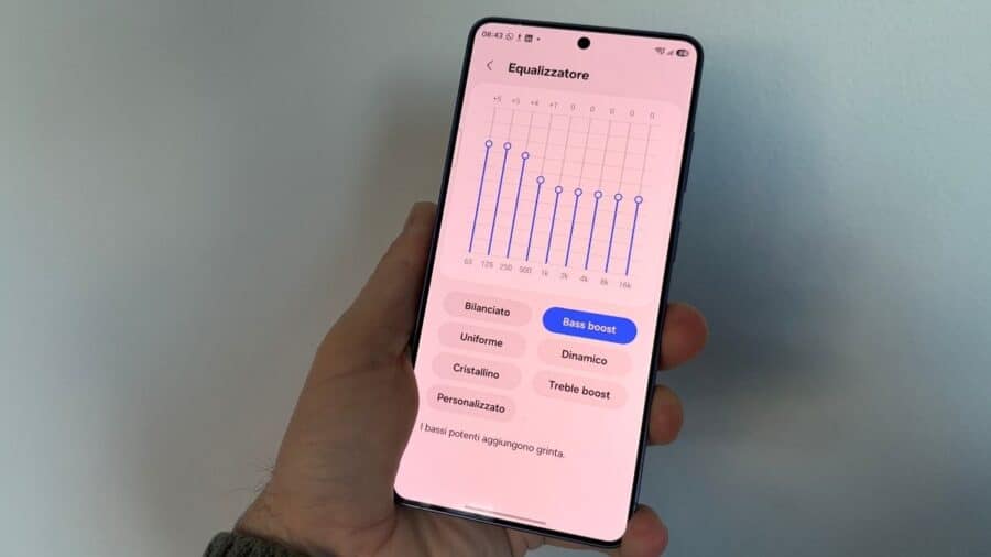 Schermata equalizzatore a 9 bande dell'app Galaxy Wearable per Samsung Galaxy Buds 4 Pro