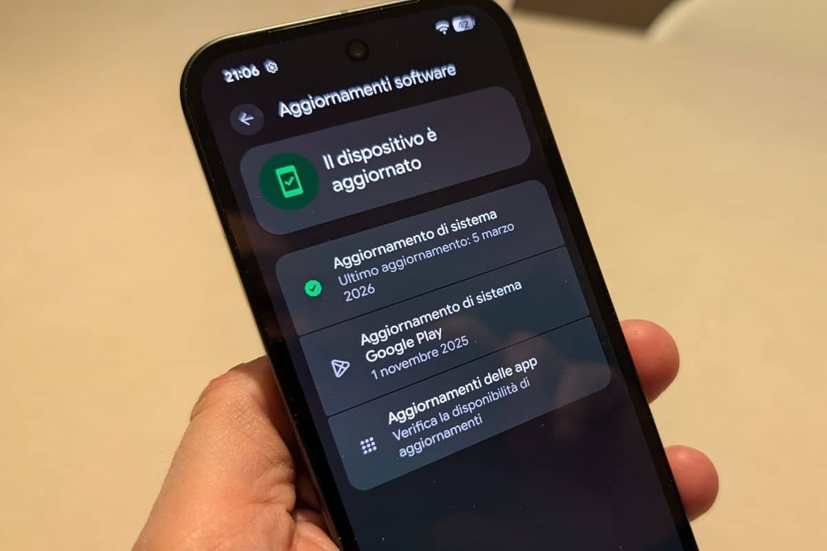 La schermata di aggiornamento di Google Pixel 10a