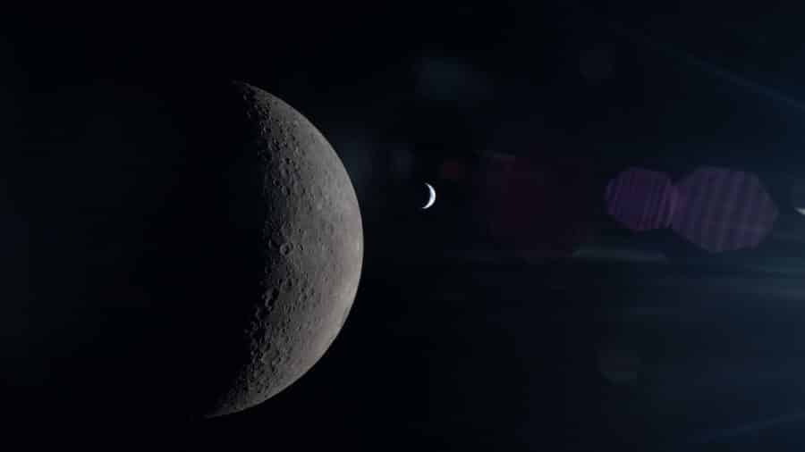 Immagine di Artemis 2: la terra sullo sfondo dietro la luna