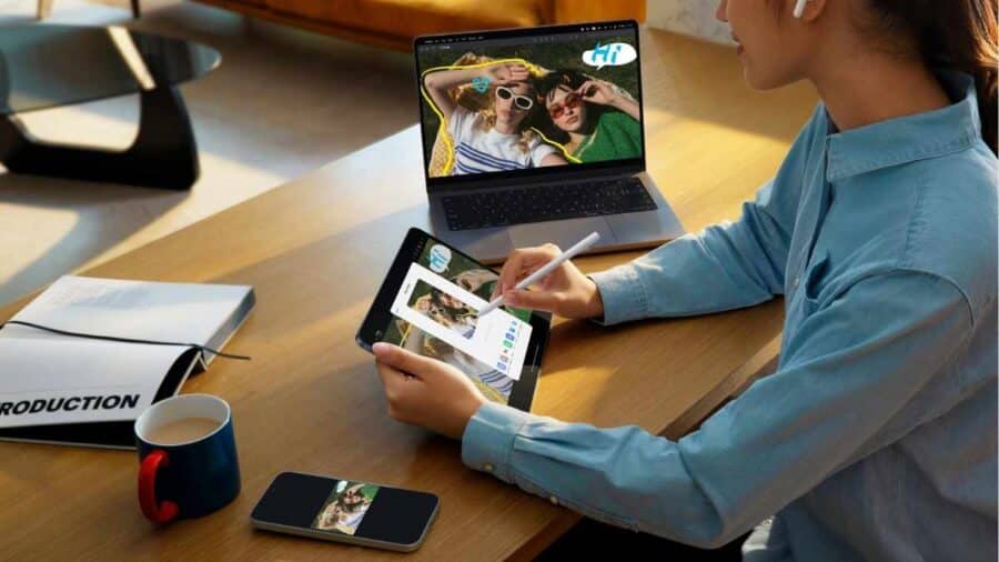 OPPO PAD 5 e pencil 2R usati per modificare un'immagine