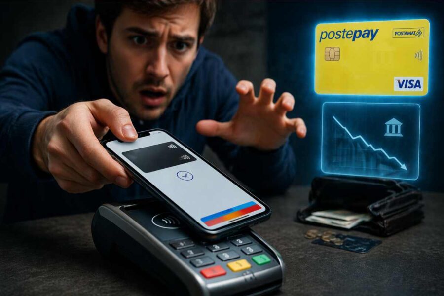 Poste pay uomo preoccupato pos
