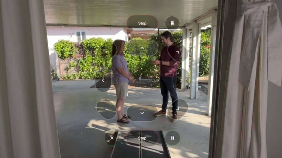 La schermata di Apple Vision Pro per il controllo con il movimento degli occhi