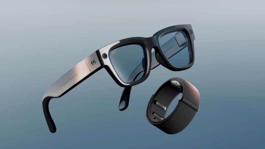 Meta Ray-Ban Display frontale con lenti chiare e Neural Band controller