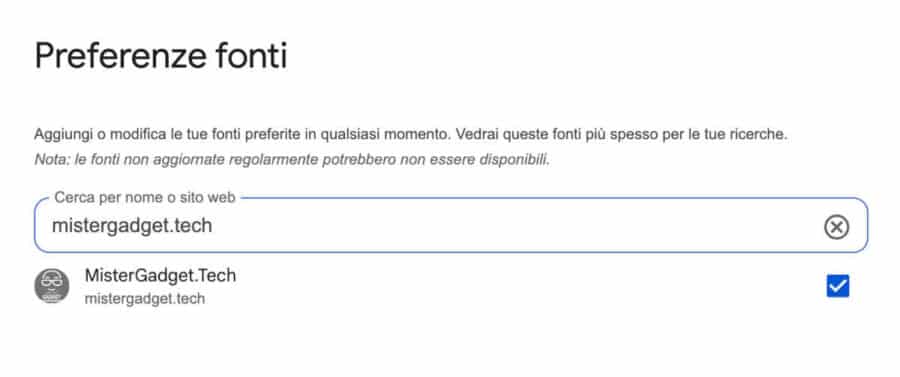 Immagine promozionale per aggiungere Mistergadget.tech come fonte di notizie su Google