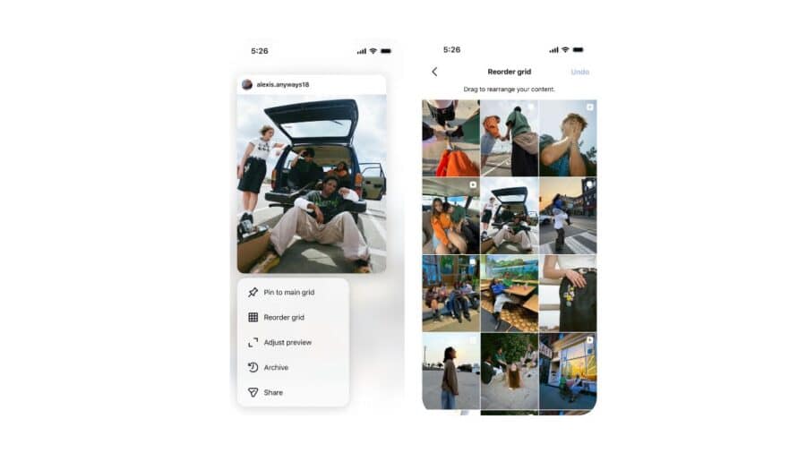 Instagram: si può ordinare la griglia dei post