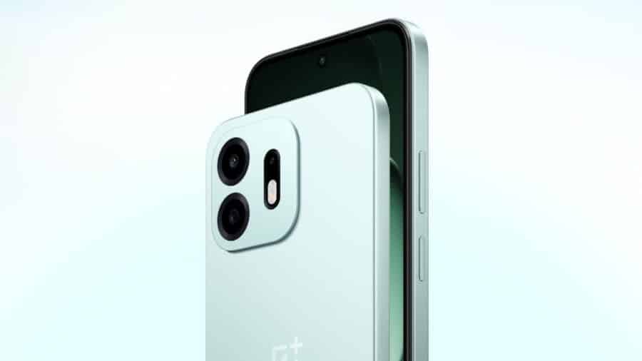 Dettaglio del modulo fotocamere del OnePlus N6 in colorazione verde chiaro