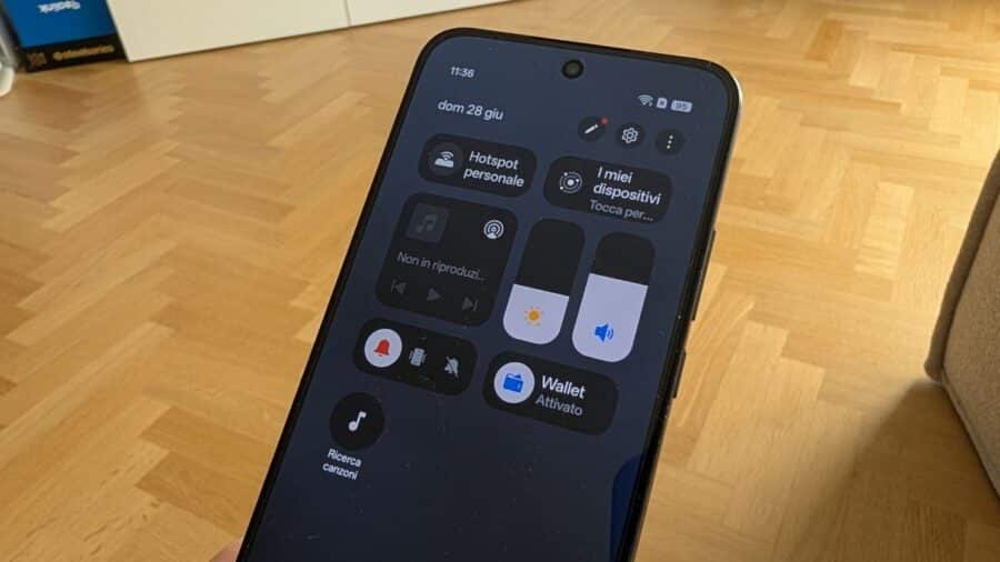 Centro notifiche e controlli rapidi
