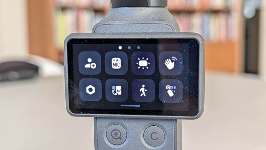 Menu rapido sullo schermo di DJI Osmo Pocket 4 con icone delle funzioni