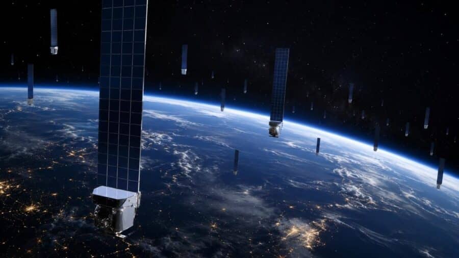 Una simulazione della densità di satelliti sopra la terra