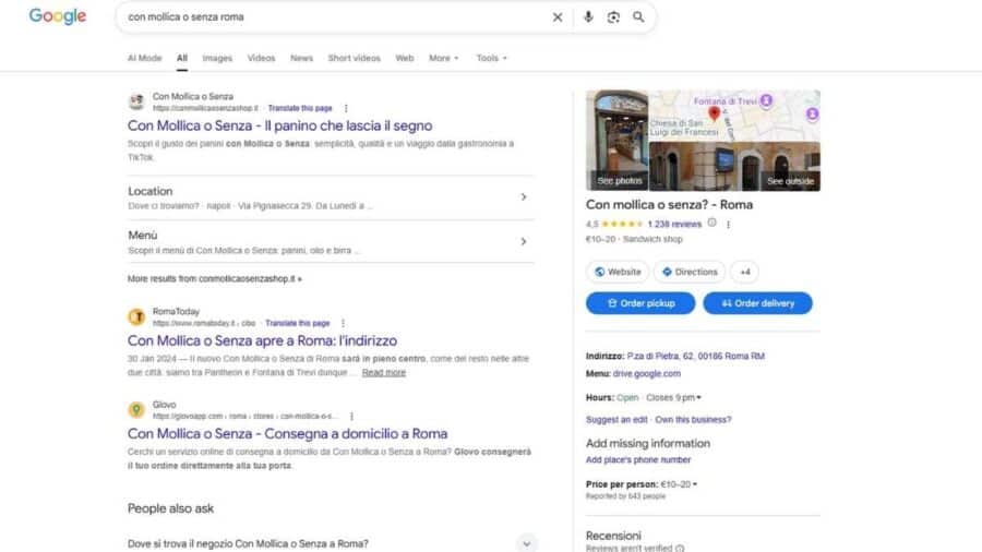 Google My Business con mollica o senza roma