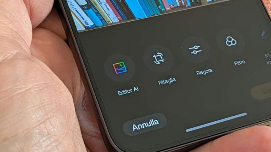 Menu di modifica foto con Editor AI su OPPO Reno16 FS