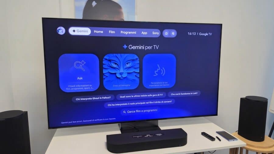 Schermata di Gemini per TV sul BRAVIA 9 II con le opzioni Ask, Crea un'immagine e Personalizza