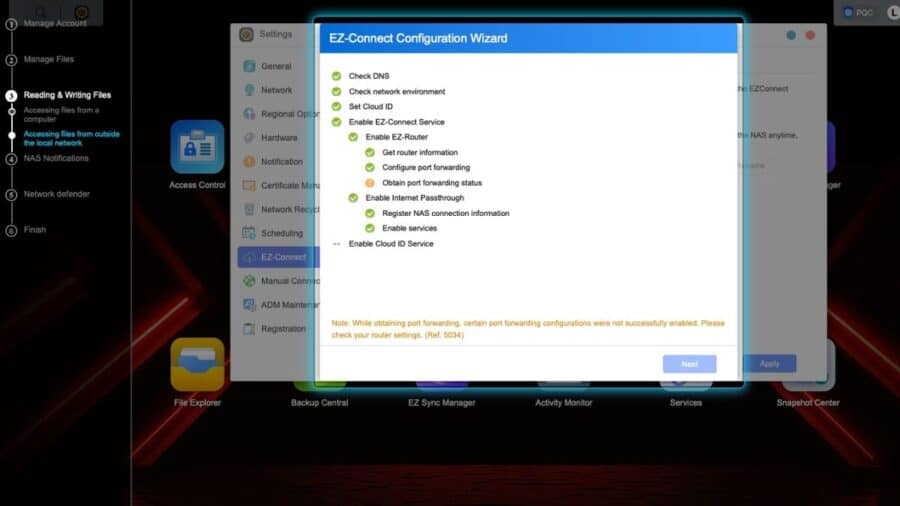 Configurazione guidata EZ-Connect su ADM per l'accesso remoto al NAS Asustor FS6806X