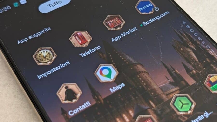 Cassetto app del Realme 16 Pro 5G Harry Potter Edition con icone personalizzate per Impostazioni e Telefono