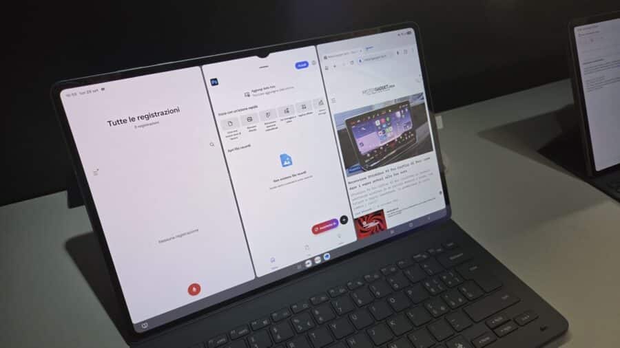Galaxy Tab S12 Ultra con lo schermo in versione split