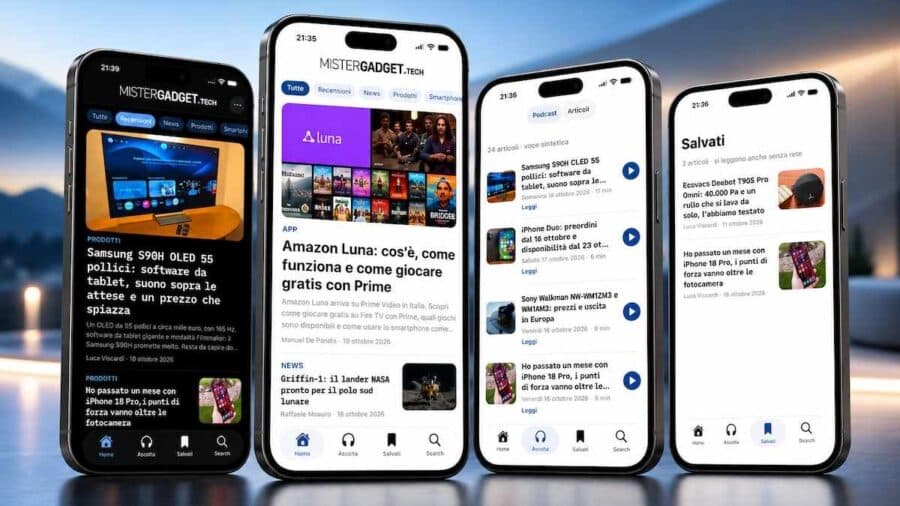 Le schermate dell'app di MIsterGadget.Tech