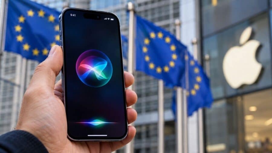 La schermata di SIRI con bandiere europee alle spalle