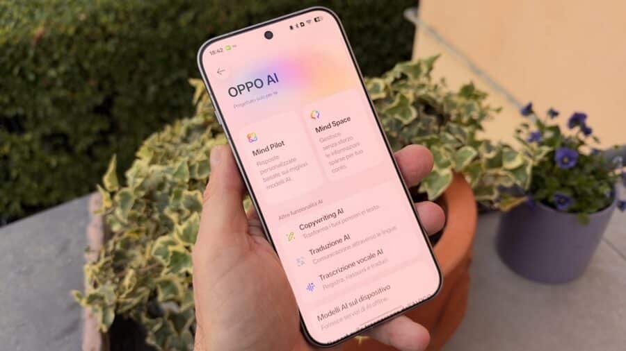 Menu OPPO AI su OPPO Find X10 Pro Max con Mind Pilot, Mind Space, traduzione e trascrizione vocale